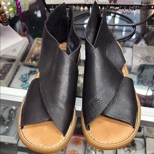Black Leather Women's Sandals
